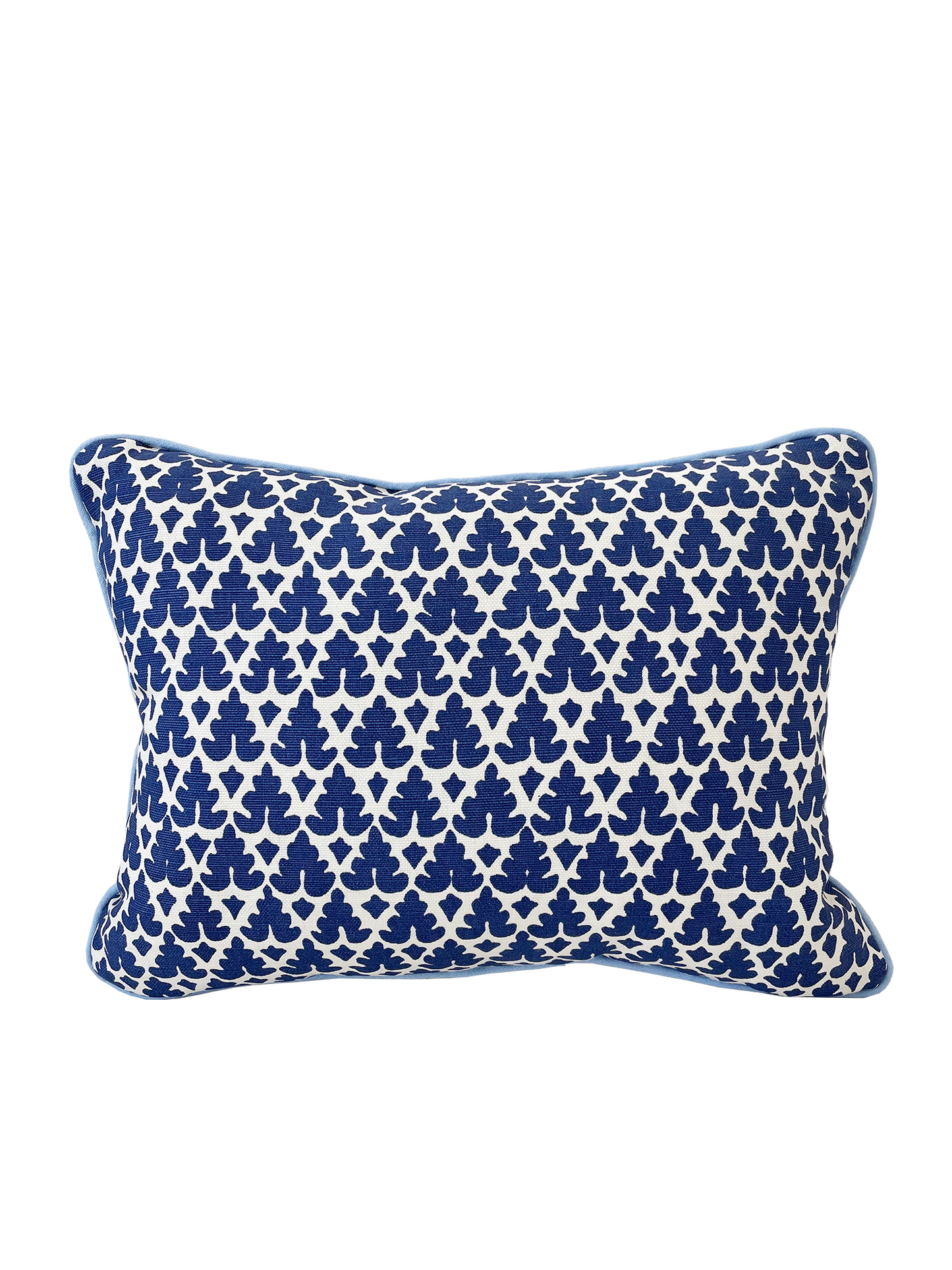 Quadrille Volpi in Custom Blue with Contrast Periwinkle Welt Pillow