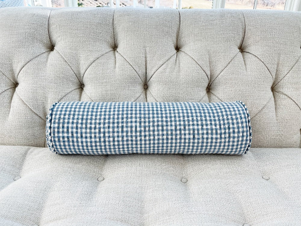 Clarke & Clarke Blue and White Check Bolster