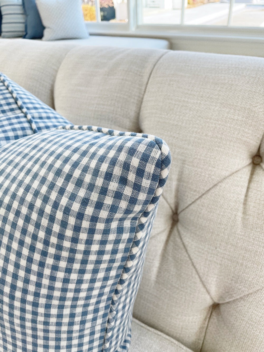 Clarke & Clarke Blue and White Check Pillow