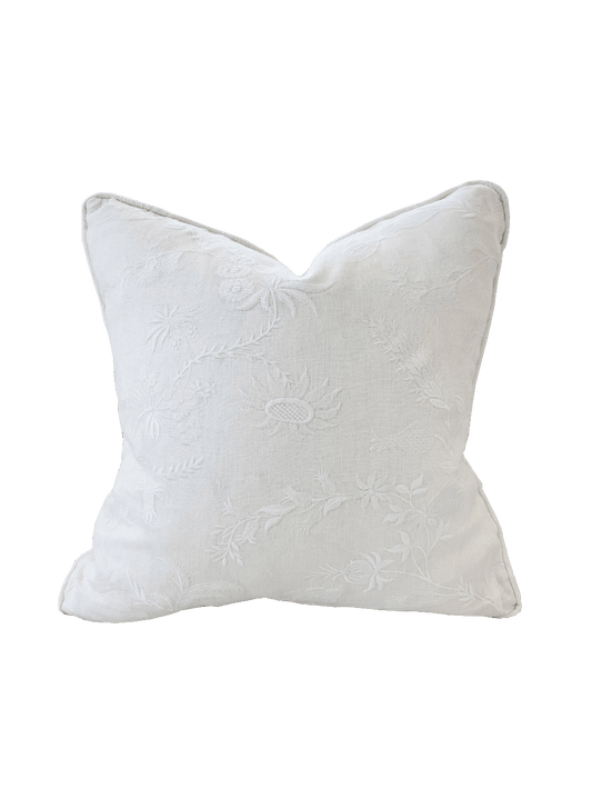 Cream Embroidered with Self Welt Pillow