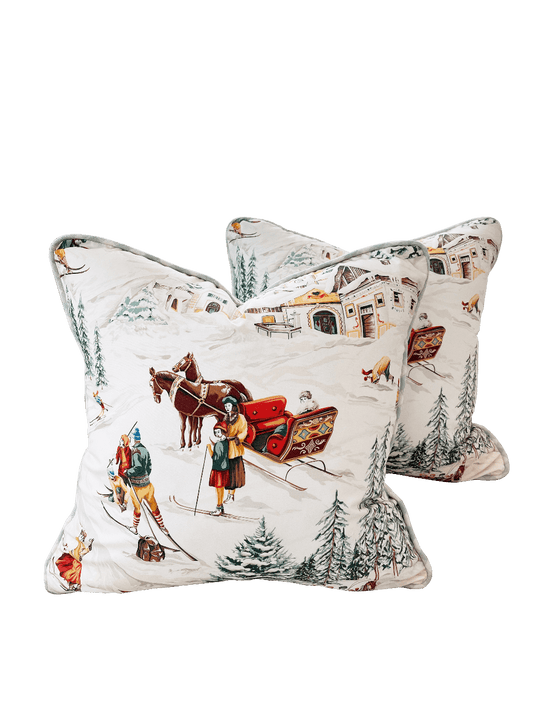 Tyrolean Winter Scene with contrast welt Pillow