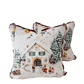Tyrolean Winter Scene with Red Check contrast flange Pillow